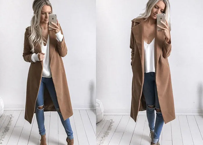 Women's Long Slim Overcoat Outwear