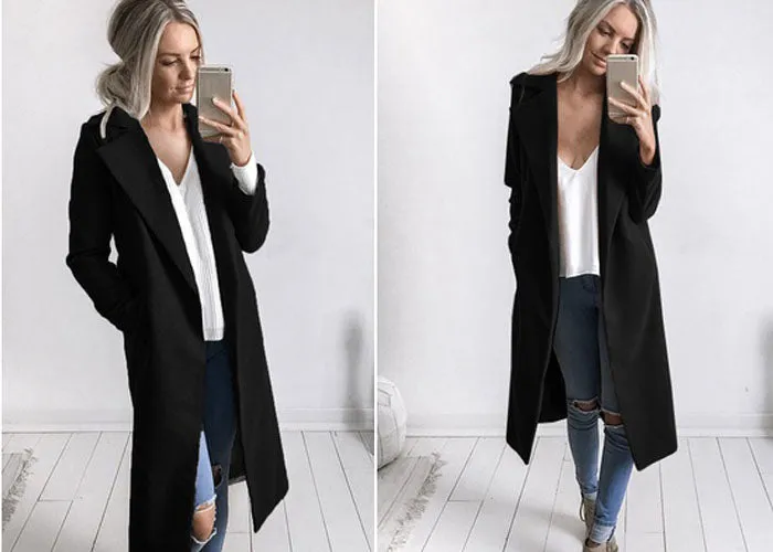 Women's Long Slim Overcoat Outwear