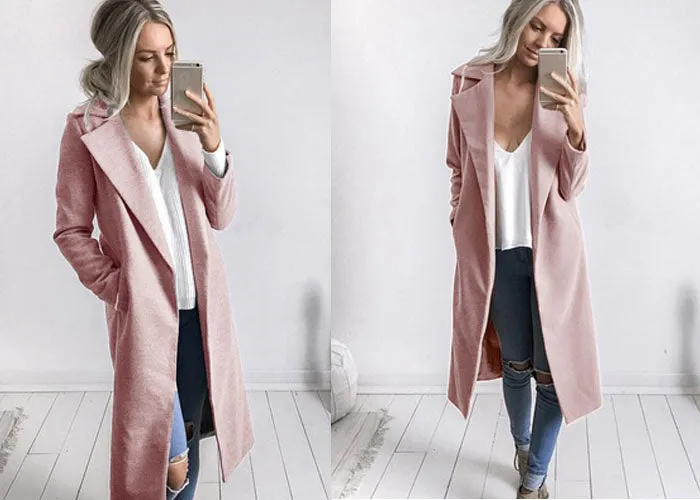 Women's Long Slim Overcoat Outwear