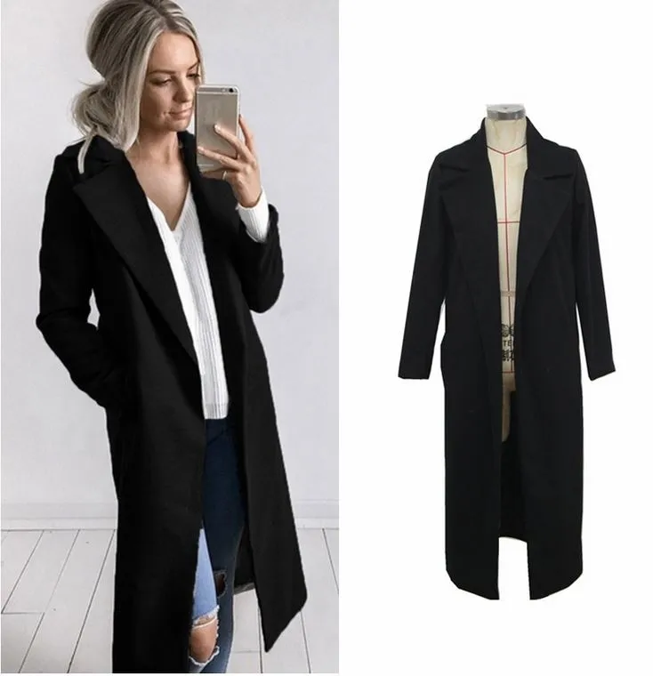 Women's Long Slim Overcoat Outwear