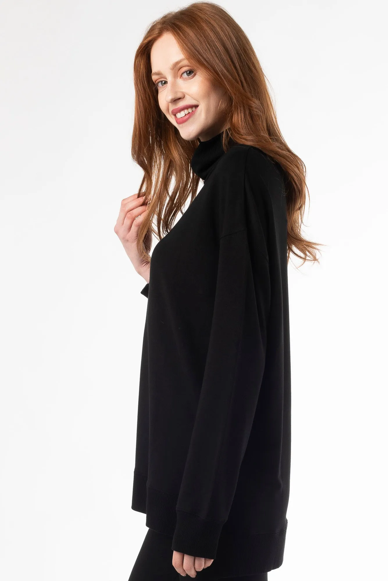 Zia Turtleneck Bamboo Top - Black